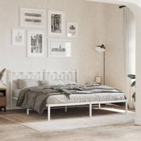 Bedframe met hoofdbord metaal wit 180x200 cm