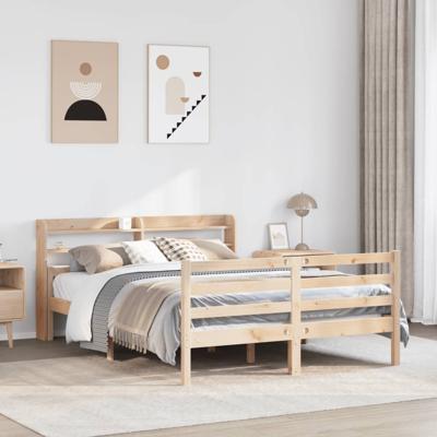 Bedframe met hoofdbord massief grenenhout 140x190 cm