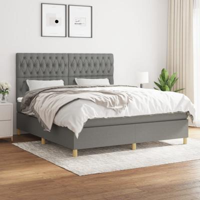 Boxspring met matras stof donkergrijs 180x200 cm