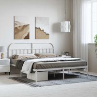 Bedframe met hoofdbord metaal wit 183x213 cm