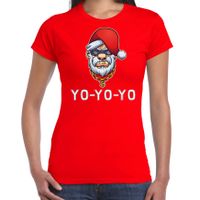 Gangster / rapper Santa fout Kerstshirt / outfit rood voor dames - thumbnail