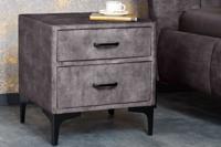 Design nachtkastje BOUTIQUE 50cm donkergrijs fluweel twee lades - 41671