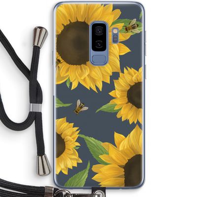 Sunflower and bees: Samsung Galaxy S9 Plus Transparant Hoesje met koord