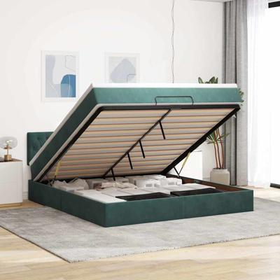 Ottoman bed met matras en LED's 180x200 cm fluweel donkergroen