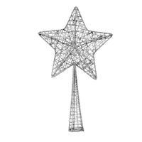 Kunststof ster piek/kerstboom topper glitter zilver 28 cm - thumbnail