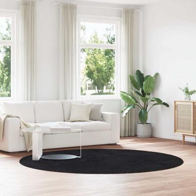 Hoogpolig vloerkleed NAVARRA 240x240 cm polyester zwart
