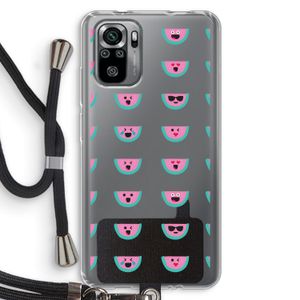Smiley watermeloenprint: Xiaomi Redmi Note 10S Transparant Hoesje met koord