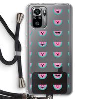 Smiley watermeloenprint: Xiaomi Redmi Note 10S Transparant Hoesje met koord
