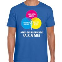 Apres ski t-shirt voor heren - Apres ski instructor - blauw - wintersport - skien/snowboarden - thumbnail