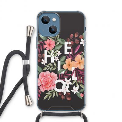 Hello in flowers: iPhone 13 Transparant Hoesje met koord