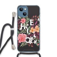 Hello in flowers: iPhone 13 Transparant Hoesje met koord