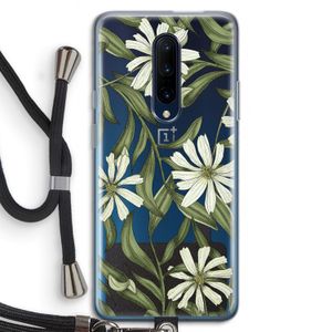 Wit bloemenpatroon: OnePlus 7 Pro Transparant Hoesje met koord