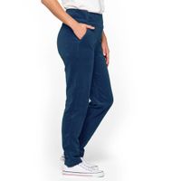 Nicki-velours broek van bio-katoen met elastische tailleband, nachtblauw Maat: 36/38