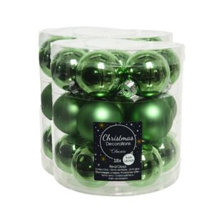 54x stuks kleine glazen kerstballen groen 4 cm mat/glans