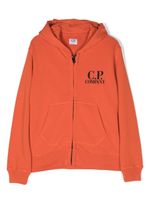 C.P. Company Kids hoodie zippé à logo imprimé - Orange - thumbnail