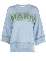 Marni pull en laine vierge à logo intarsia - Bleu - thumbnail