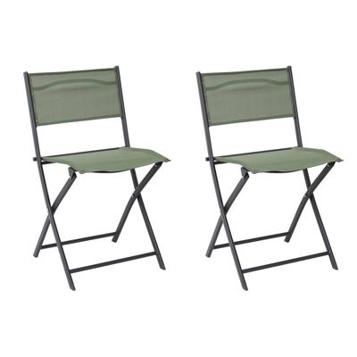 Home Deco Factory camping buiten klapstoel - 2x - aluminium - groen - L46 x B50 x H80 cm