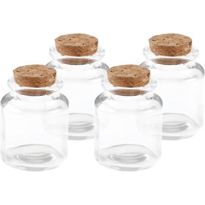Klein flesje - 4x - 5 x 6 cm - transparant - glas - potje - DIY - bedankjes - bewaarpotjes