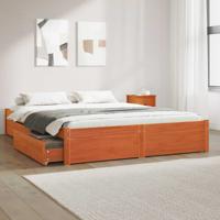 Bedframe met lade Wasbruin 120 x 200 cm Massief Vurenhout