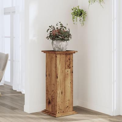 Plantenstandaard 33x33x80 cm bewerkt hout oud houtkleurig