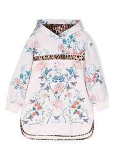 Roberto Cavalli Junior hoodie fleuri à bords contrastant - Rose