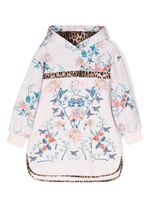 Roberto Cavalli Junior hoodie fleuri à bords contrastant - Rose - thumbnail