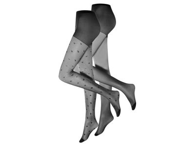 esmara 2 dames panty&apos;s (harten geblokt, L (44/46))