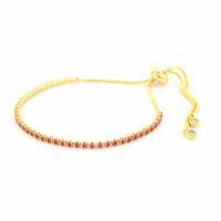 Kalli Armband met Stras Steentjes Roze 2 mm | Goud
