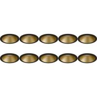 GU10 Inbouwspot Armatuur 10-Pack Zwart/Goud Ø82mm Verdiept Aluminium