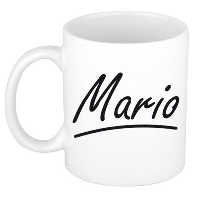 Naam cadeau mok / beker Mario met sierlijke letters 300 ml Naam cadeau mok / beker Mario met sierlijke letters 300 ml