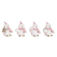 Kerstversiering DKD Home Decor Hars Sneeuwpop (3,5 x 2,5 x 4 cm) (4 Stuks)