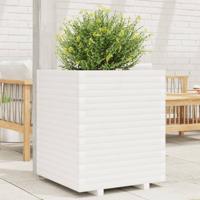 Plantenbak 60x60x72 cm massief grenenhout wit