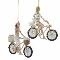 Ornament plastic meisje op fiets gd l10cm - Kurt s adler