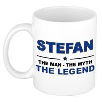 Stefan cadeau mok - man myth legend - naam koffiemok / beker - wit en blauw - 300 ml
