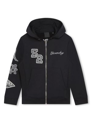 Givenchy Kids hoodie zippé à logo brodé - Noir