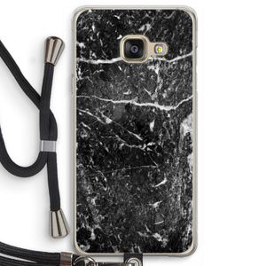 Zwart marmer: Samsung Galaxy A3 (2016) Transparant Hoesje met koord