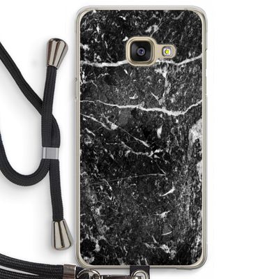 Zwart marmer: Samsung Galaxy A3 (2016) Transparant Hoesje met koord