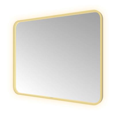 Spiegel Hotbath &MORE 80x100 cm LED-Verlichting Spiegelverwarming Rechthoek Afgerond Geborsteld Messing PVD