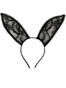 Fleur Du Mal serre-tête en dentelle à oreilles de lapin - Noir