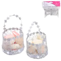 Mini cadeauverpakking mandjes zilvergrijs 10 cm 2 stuks | 24 stuks