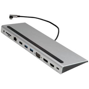 VALUE USB 3.2 Gen 2 Type C Multiport Docking Station, 4K HDMI/DP, VGA, USB, Kaartlezer, PD, LAN, Audio