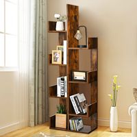 Boekenkast in Boomvorm Staand Rek met 8 Vakken Opbergrek voor Woonkamer/Slaapkamer/Kantoor 50 x 25 x 145 cm (Vintage Bruin)
