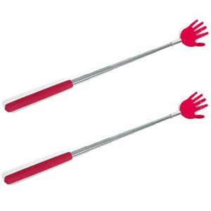 2x stuks stevige handjes uitschuifbare ruggenkrabber 65 cm rood