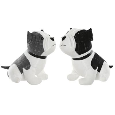 Deurstoppers Hond - zwart/grijs/wit - polyester - 29 x 18 x 26 cm
