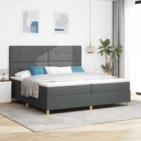 Boxspringbed met matras en LED stof donkergrijs 200x200 cm