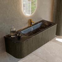 Badmeubel Mondiaz Kurve-Dlux | 135 cm cm | Meubelkleur Shadow | Wastafelkleur Lava | Solid surface | Wasbak rechter zijde spoelbak | 1 kraangat