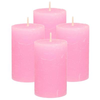 Atmosphera Stompkaars - 4x - roze - 5 x 8 cm - klein rustiek model - cilinderkaars - kaars Atmosphera Stompkaars - 4x - roze - 5 x 8 cm - klein rustiek model - cilinderkaars - kaars