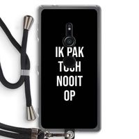 Ik pak nooit op - Zwart: Sony Xperia XZ2 Transparant Hoesje met koord
