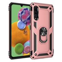 Voor Galaxy A90 5G Armor schokbestendig TPU + PC beschermende case met 360 graden rotatie houder (Rose goud)
