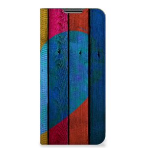 OPPO A54 5G | A74 5G | A93 5G Book Wallet Case Wood Heart - Cadeau voor je Vriend